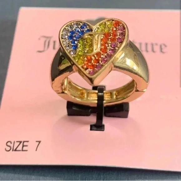 NEW JUICY COUTURE RAINBOW HEART RING Size 7 - Picture 3 of 5